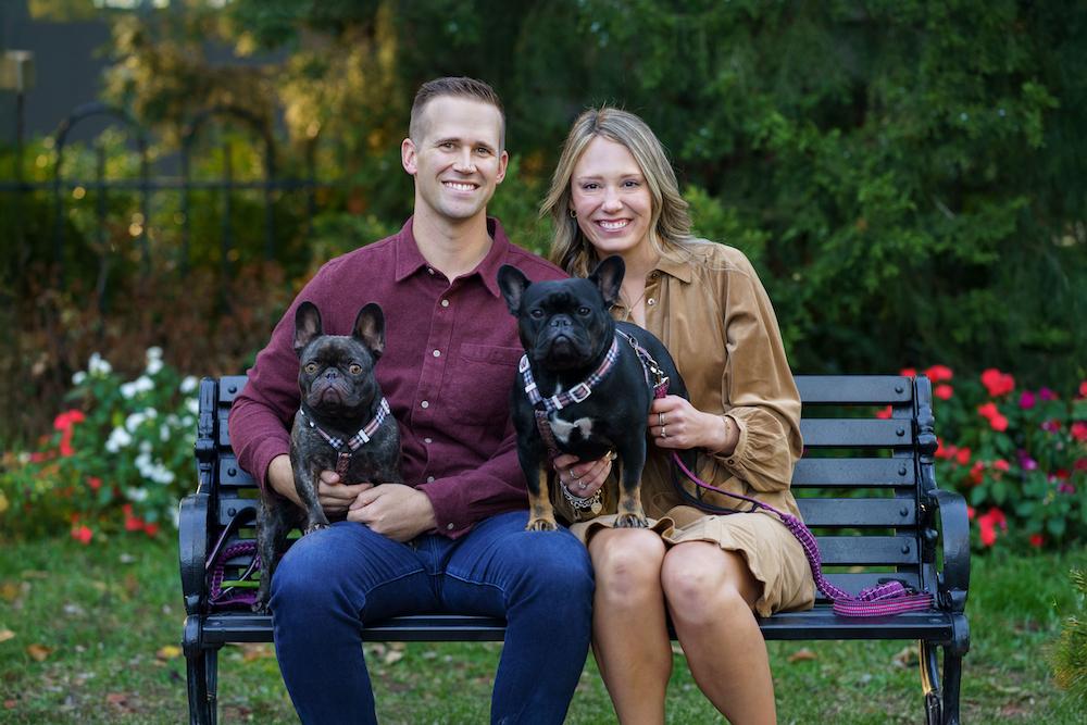 Justin shiflett and his wife with their dogs, clintonville oh